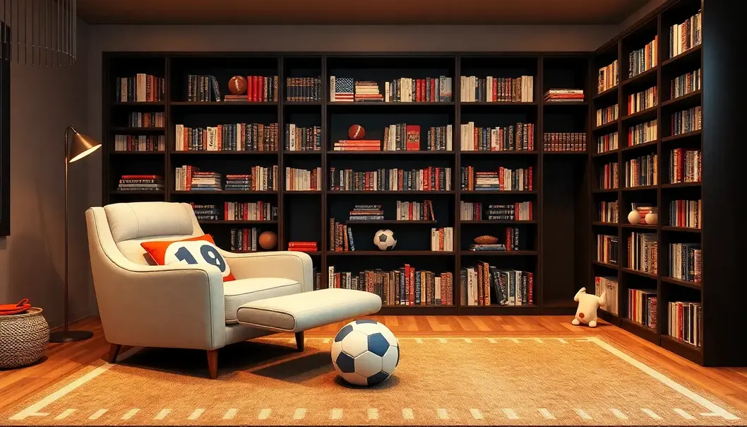 Selecting the perfect space for a sports-themed reading nook.